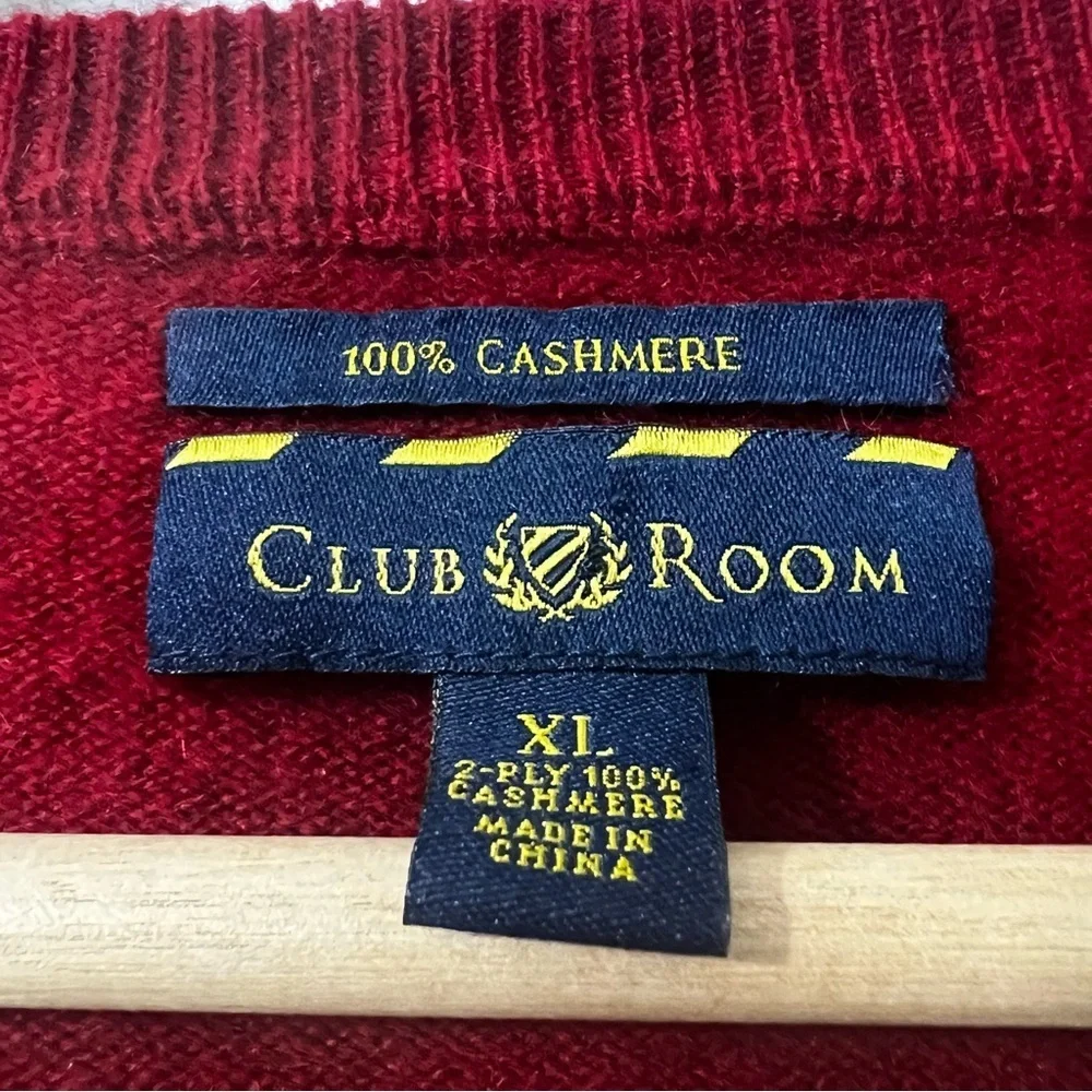 Club Room 100% Cashmere Long Sleeve Sweater Men’s XL Red Preppy Christmas